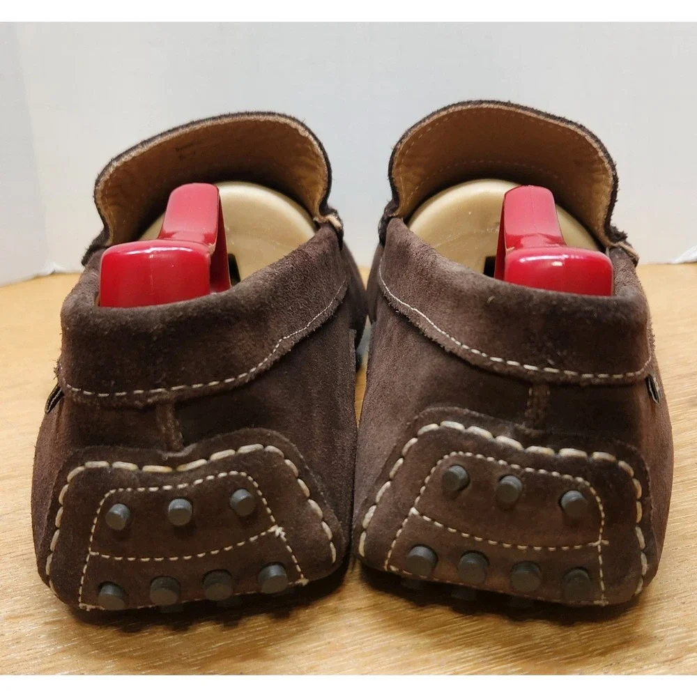 Loake Mens Brown Suede Driving Loafers Penny Moccasins Contrast Stitching